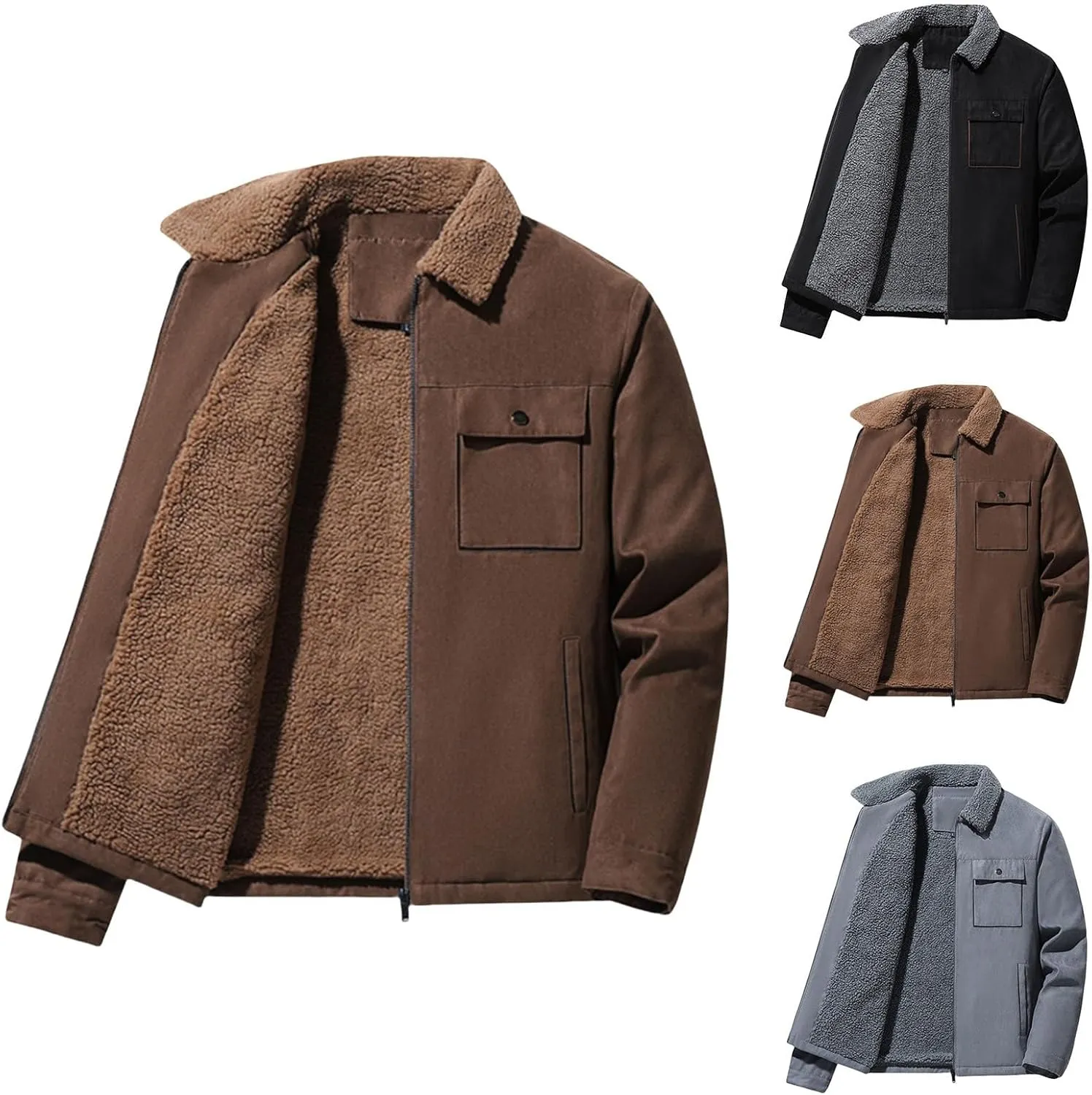 Quilted Coat Solid V Neck Slim Fit Warm Sweater Cardigan Coat Single Breasted Overcoat with Detachable Collar