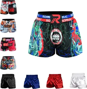 ROAR-INT Kid's Muay Thai Shorts Martial Arts MMA Kickboxing Shorts for Boys Girls Boxing Trunks Shorts