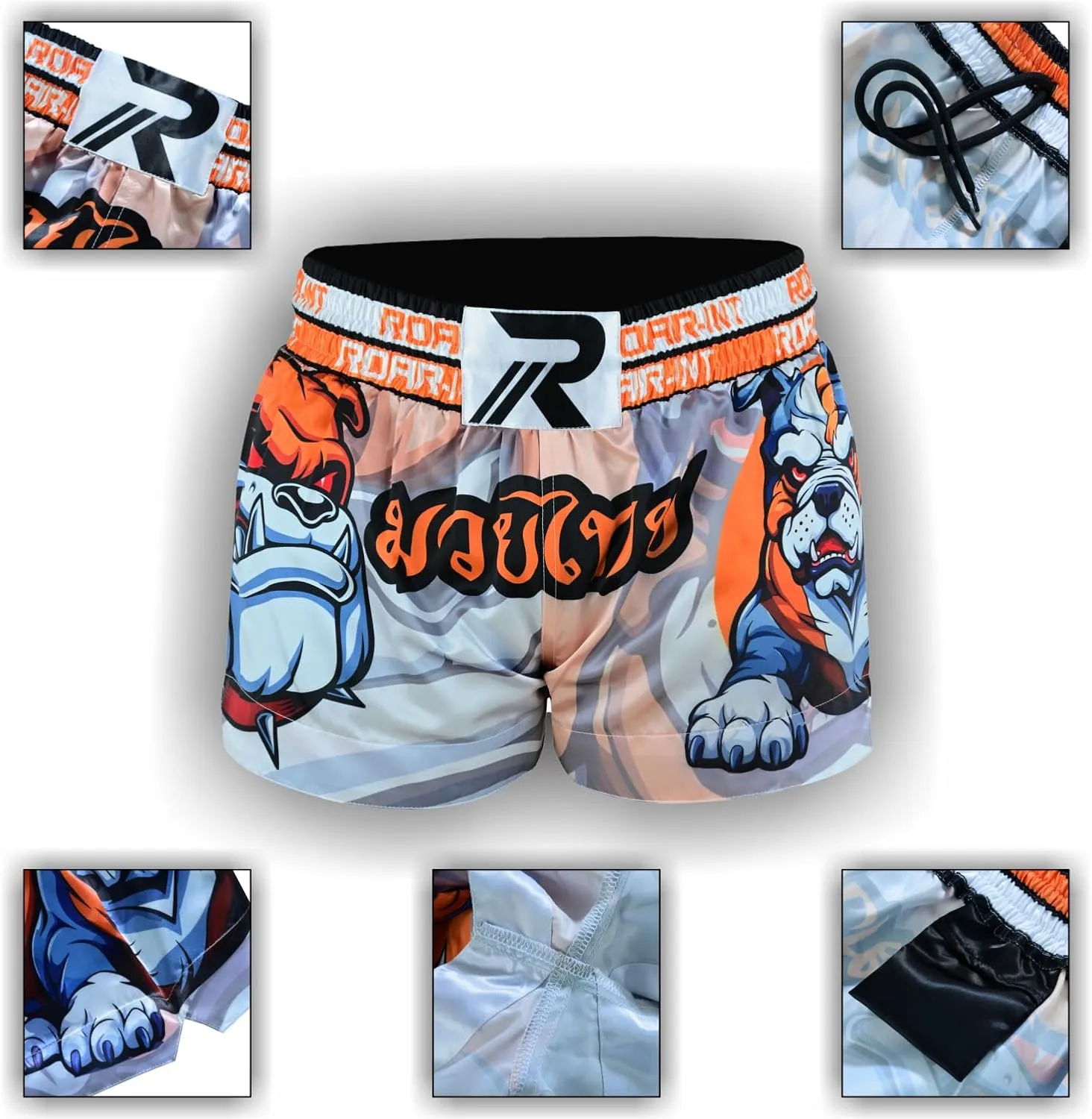 ROAR-INT Kid's Muay Thai Shorts Martial Arts MMA Kickboxing Shorts for Boys Girls Boxing Trunks Shorts