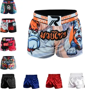 ROAR-INT Kid's Muay Thai Shorts Martial Arts MMA Kickboxing Shorts for Boys Girls Boxing Trunks Shorts