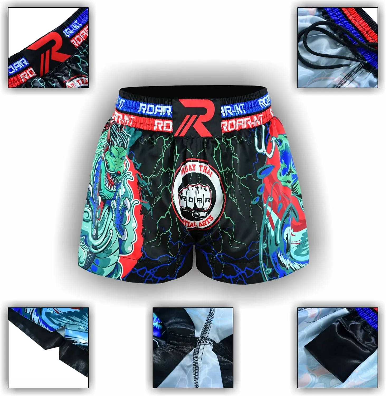 ROAR-INT Kid's Muay Thai Shorts Martial Arts MMA Kickboxing Shorts for Boys Girls Boxing Trunks Shorts