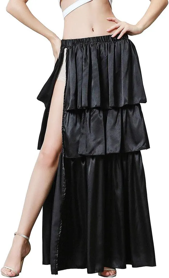 ROYAL SMEELA Belly Dance Skirt Long Belly Dancing Skirt for Women Belly Dancer Costume Bellydance Skirts Slit Carnival Outfit