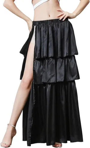 ROYAL SMEELA Belly Dance Skirt Long Belly Dancing Skirt for Women Belly Dancer Costume Bellydance Skirts Slit Carnival Outfit