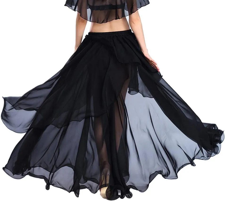 ROYAL SMEELA Chiffon Fairy Belly Dance Skirt Large Swing Skirts Women Belly Dancing Practice Clothing One Size, 11 Colors