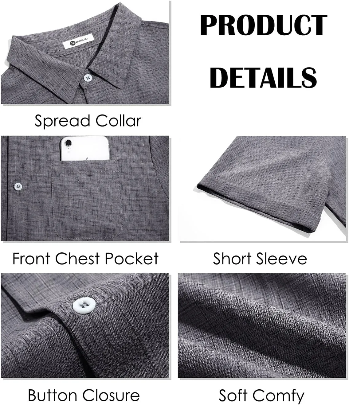 Runcati Mens Button Down Linen Shirt Short Sleeve Casual Summer Beach Wedding Tops