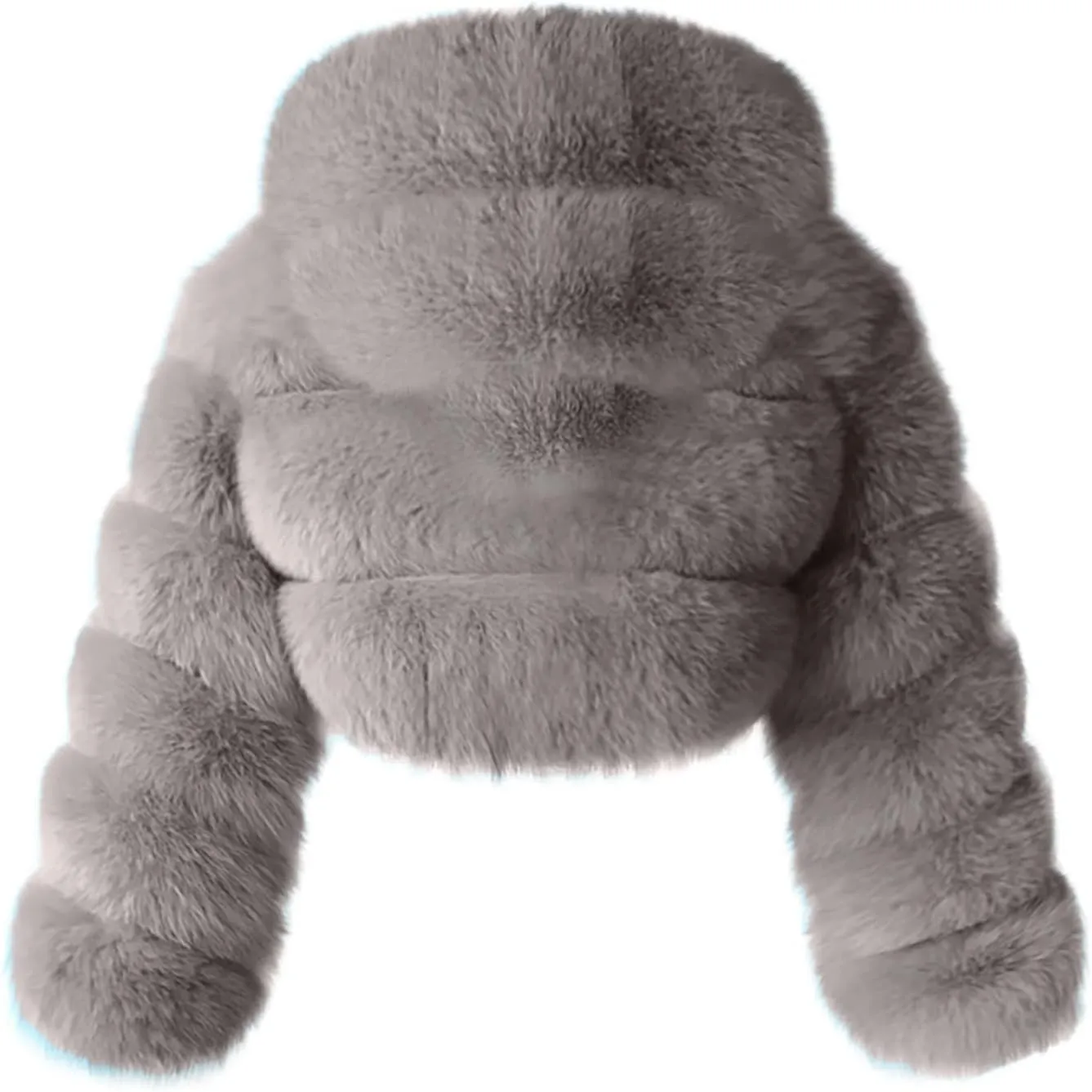 SACFOF Women Fluffy Faux Fur Coat Cropped Jacket Puffer Zip Up Winter Warm Fuzzy Teddy Hooded Outwear