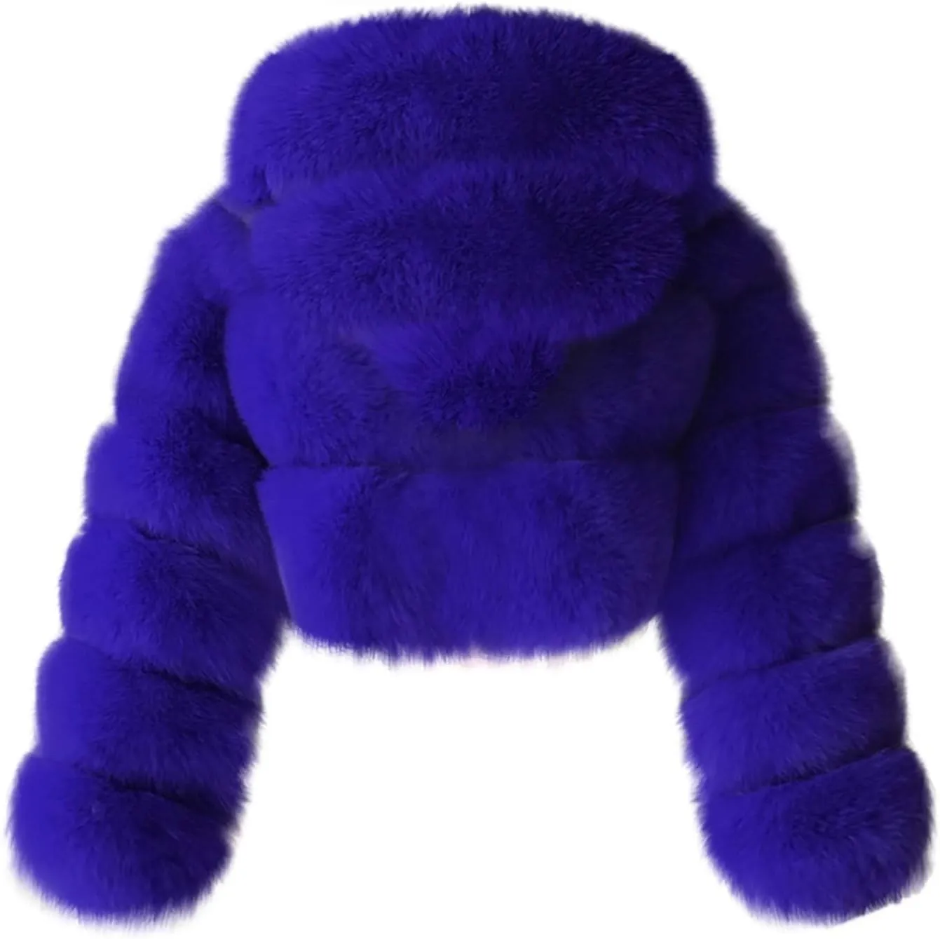 SACFOF Women Fluffy Faux Fur Coat Cropped Jacket Puffer Zip Up Winter Warm Fuzzy Teddy Hooded Outwear