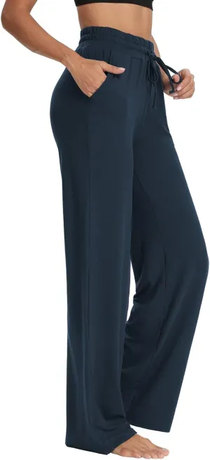 Sarin Mathews Womens Yoga Sweatpants Wide Leg High Waisted Lounge Pajamas Pants Comfy Workout Loose Pants with Pockets