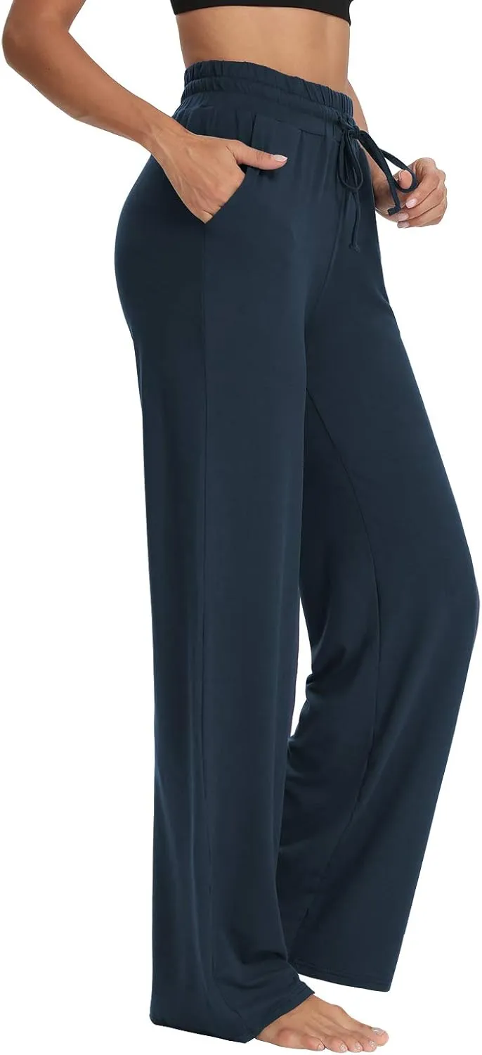 Sarin Mathews Womens Yoga Sweatpants Wide Leg High Waisted Lounge Pajamas Pants Comfy Workout Loose Pants with Pockets