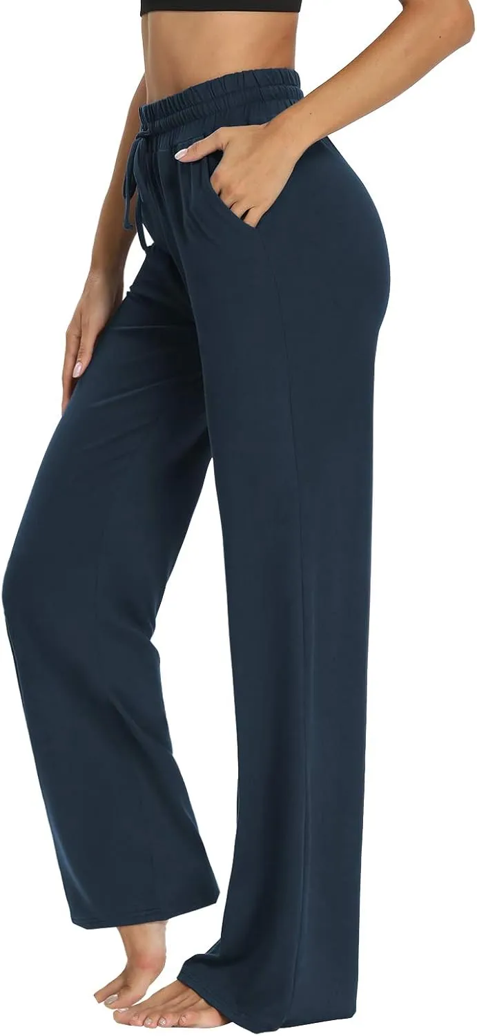 Sarin Mathews Womens Yoga Sweatpants Wide Leg High Waisted Lounge Pajamas Pants Comfy Workout Loose Pants with Pockets