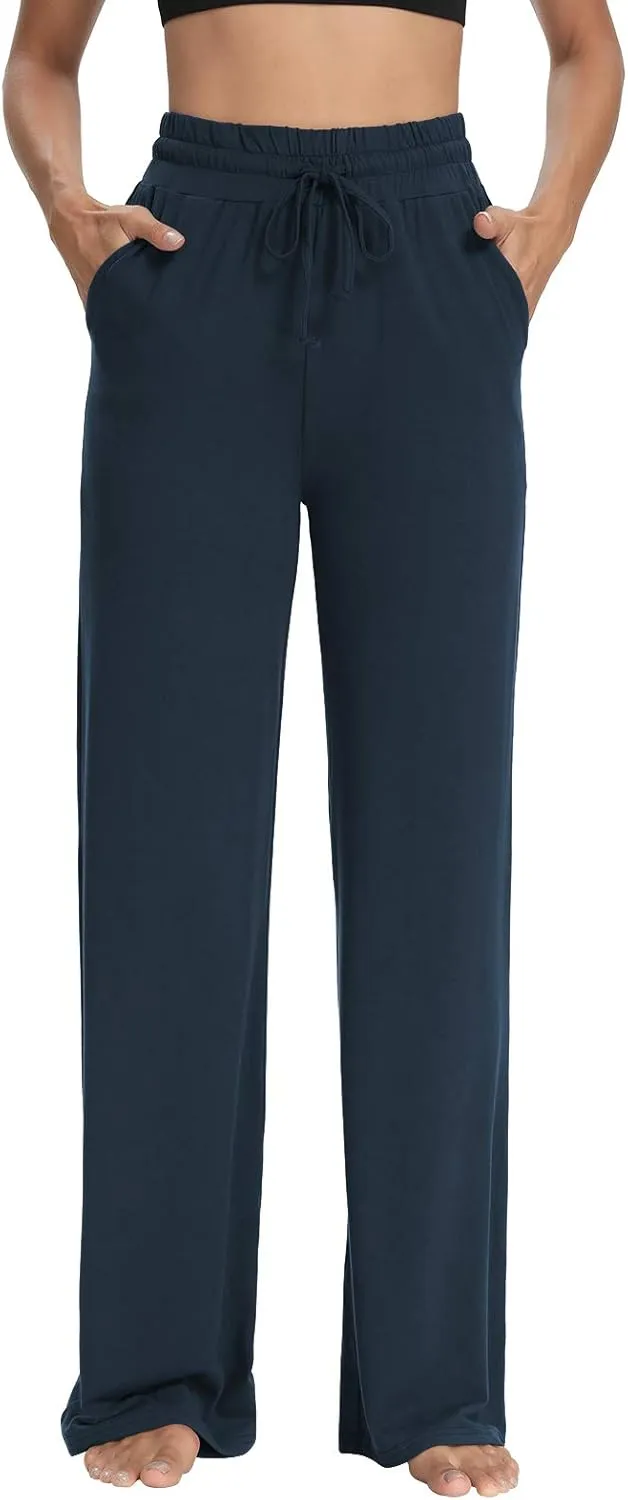 Sarin Mathews Womens Yoga Sweatpants Wide Leg High Waisted Lounge Pajamas Pants Comfy Workout Loose Pants with Pockets
