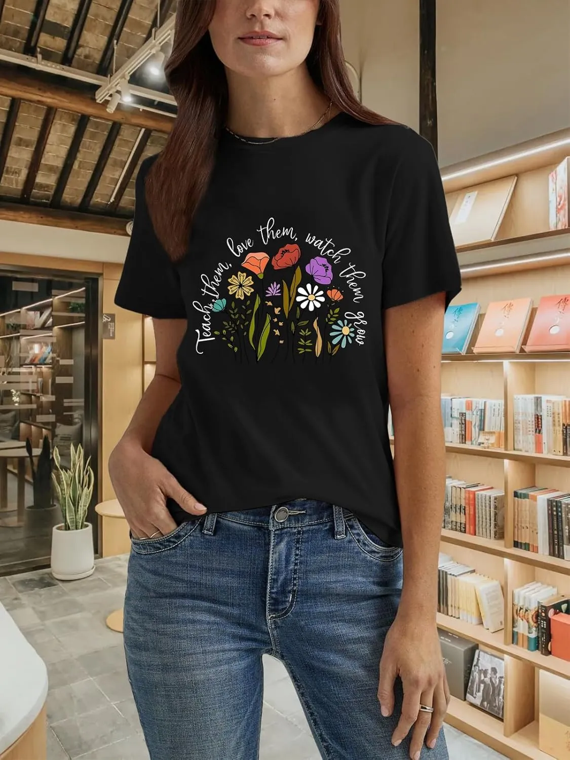 Savarana Women's Spread Kindness Shirt Cute Wildflower Botanical T-Shirt Novelty Positive Blessed Tops Tee