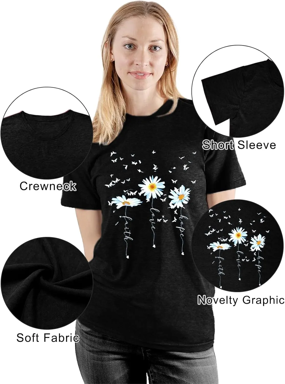 Savarana Women's Spread Kindness Shirt Cute Wildflower Botanical T-Shirt Novelty Positive Blessed Tops Tee