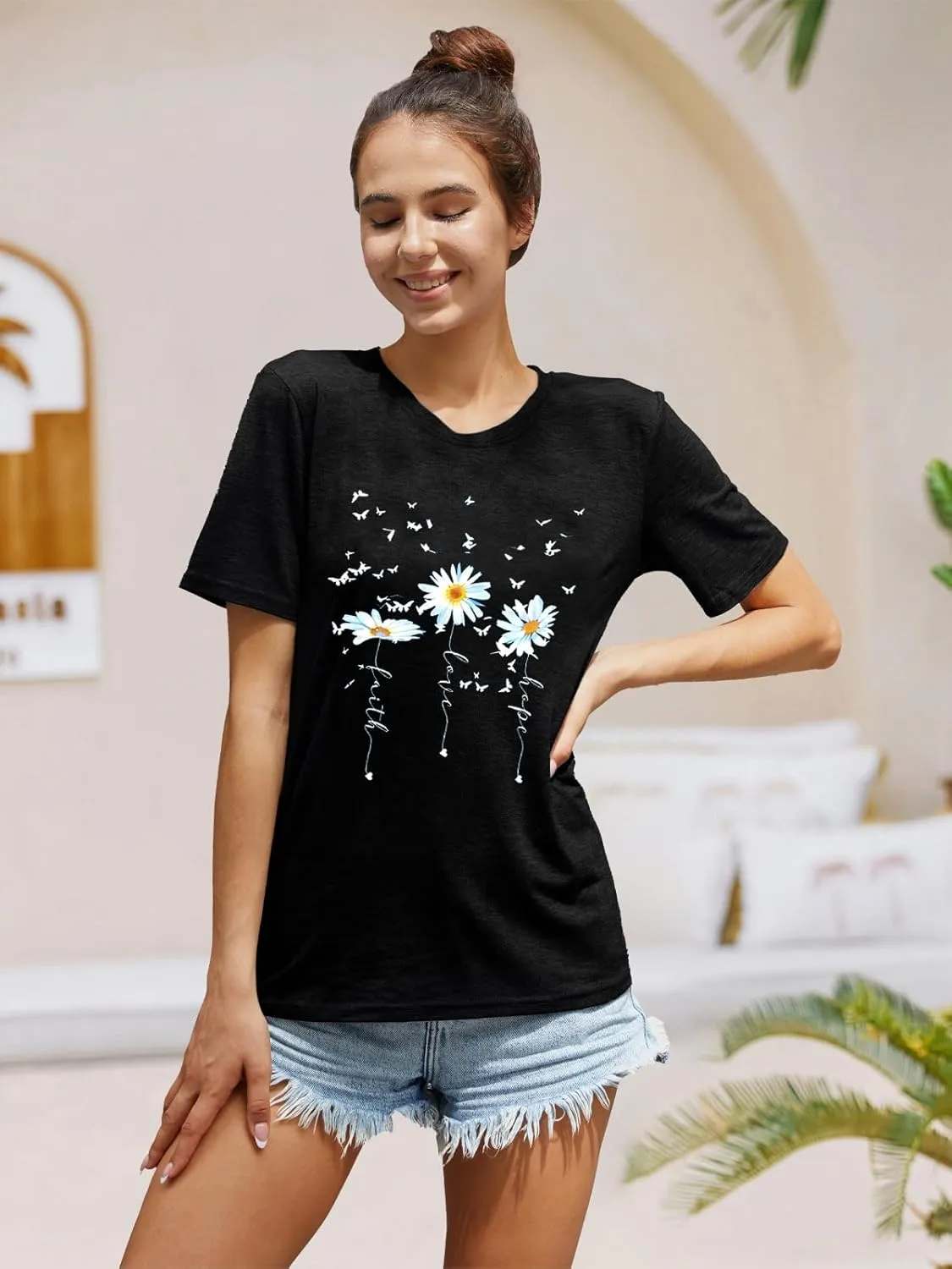 Savarana Women's Spread Kindness Shirt Cute Wildflower Botanical T-Shirt Novelty Positive Blessed Tops Tee