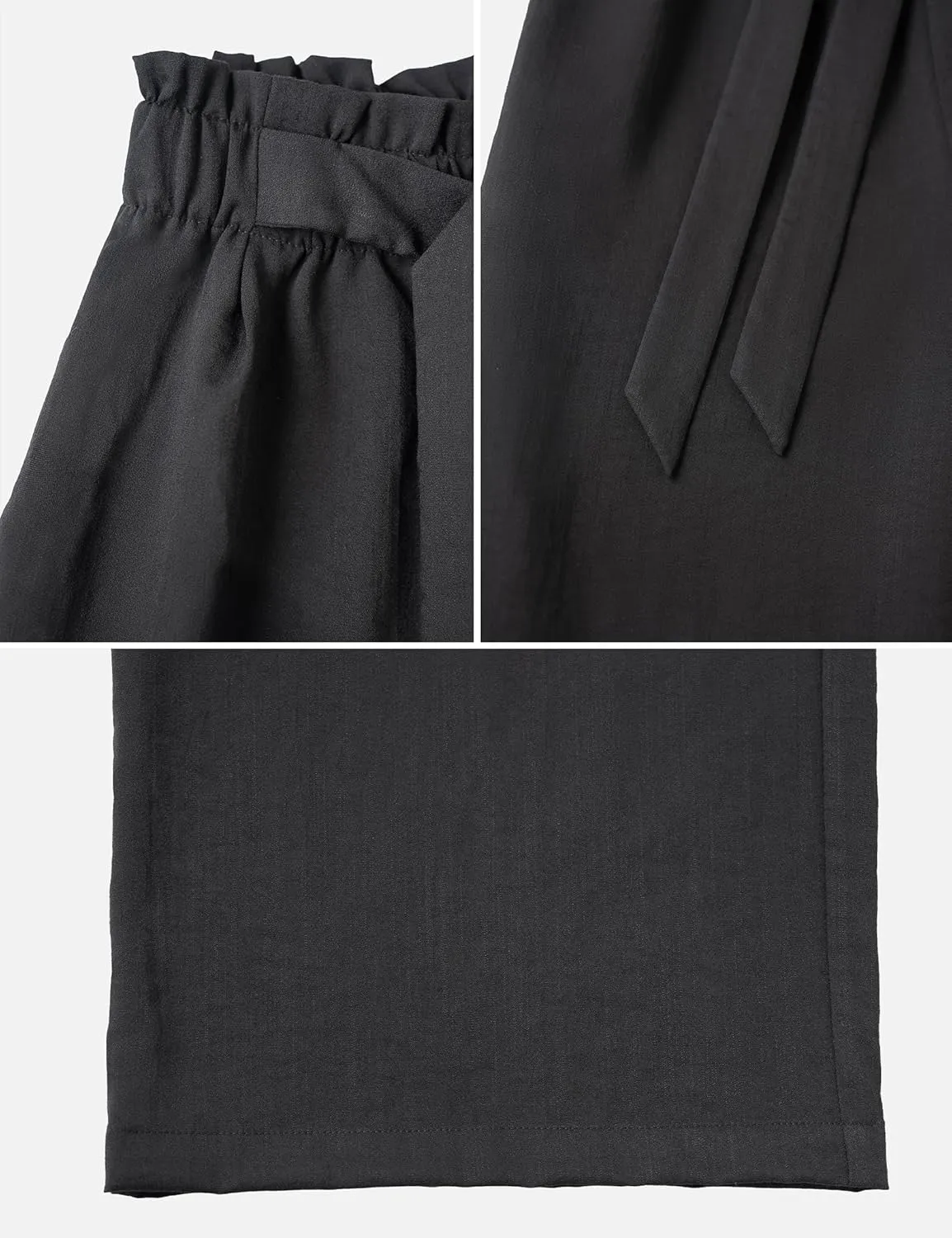SDEER Women's Belted Wide Leg Pants Elastic High Waist Pure Color Loose Fit Long Pants Casual Palazzo Trousers