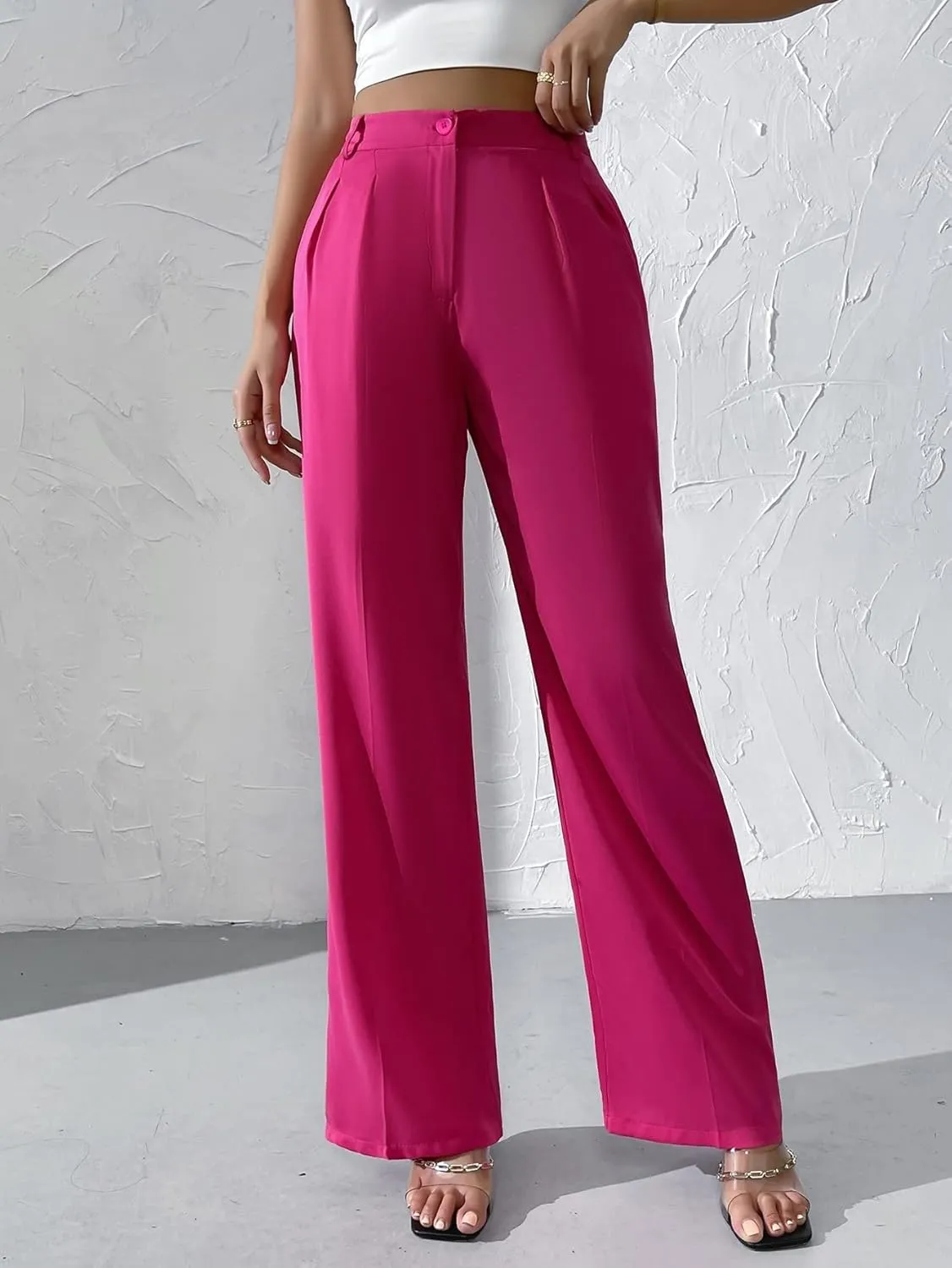 SECOLI Women Causal High Waist Wide Leg Pants High Waist Wide Leg Pants
