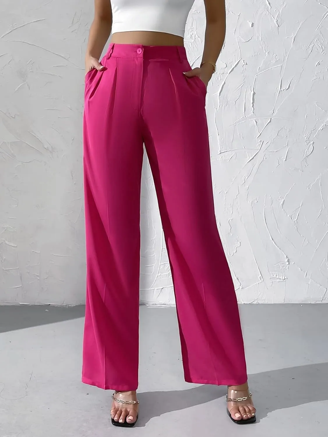 SECOLI Women Causal High Waist Wide Leg Pants High Waist Wide Leg Pants