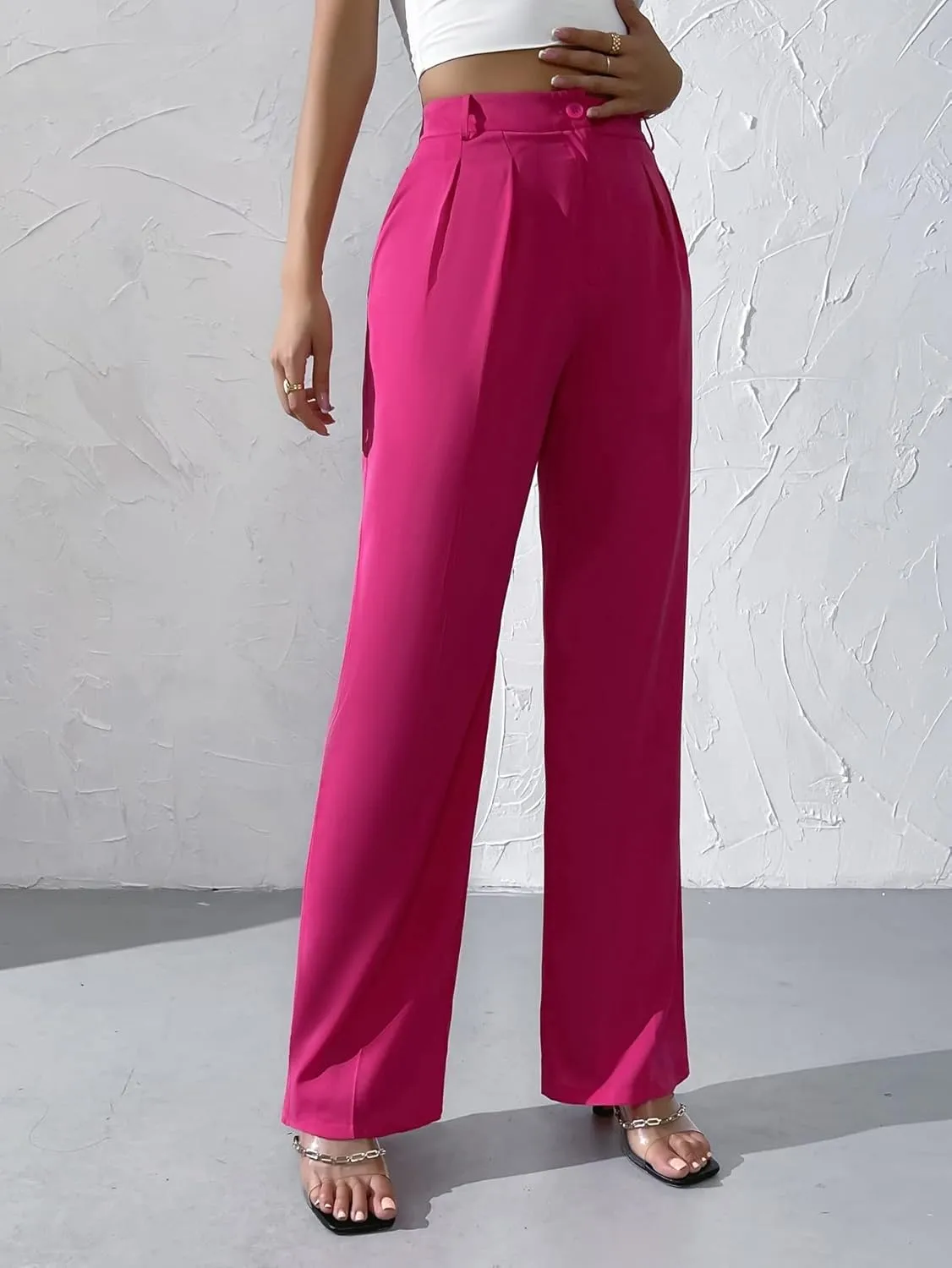 SECOLI Women Causal High Waist Wide Leg Pants High Waist Wide Leg Pants