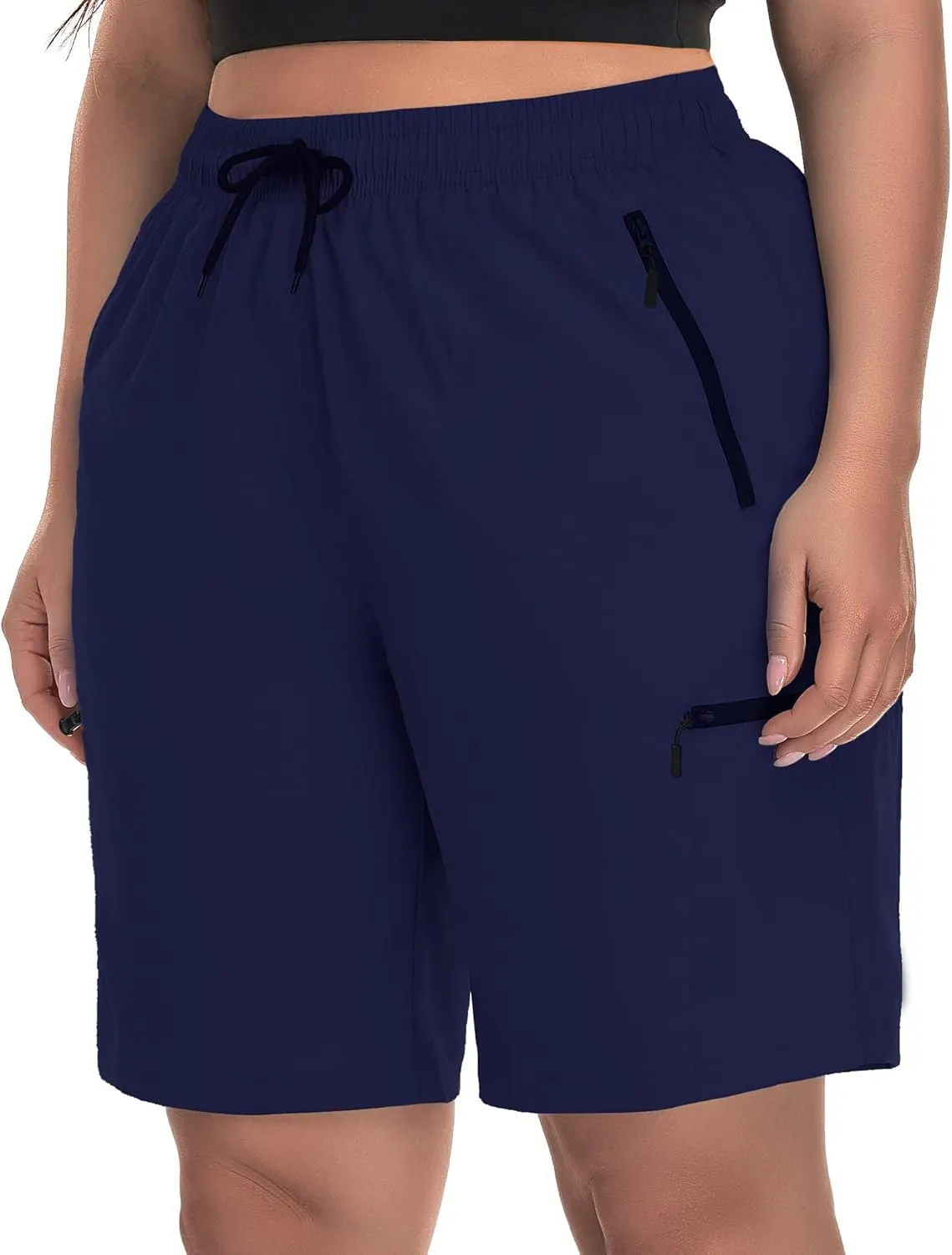 SEKINO Women's Plus Size Hiking Cargo Shorts Lightweight Quick Dry Summer Shorts Athletic Outdoor Shorts Zippered Pockets