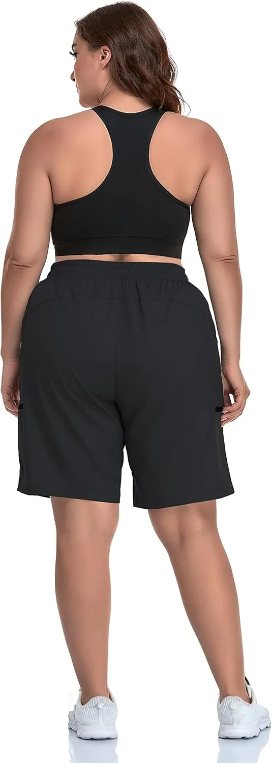 SEKINO Women's Plus Size Hiking Cargo Shorts Lightweight Quick Dry Summer Shorts Athletic Outdoor Shorts Zippered Pockets