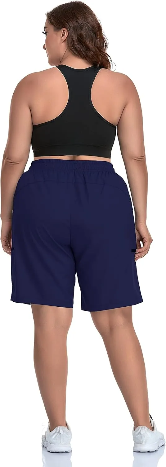SEKINO Women's Plus Size Hiking Cargo Shorts Lightweight Quick Dry Summer Shorts Athletic Outdoor Shorts Zippered Pockets