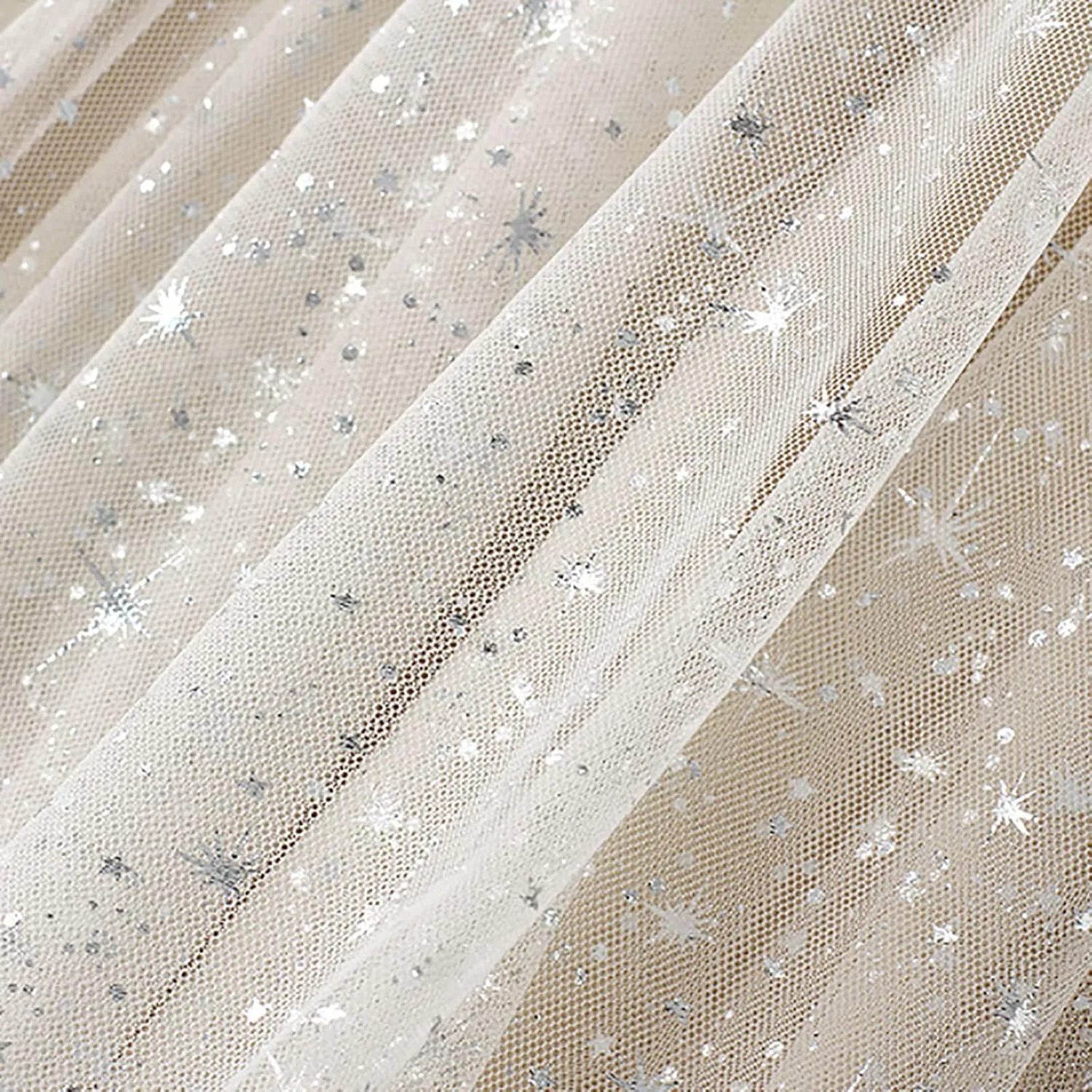 Sequin Tulle Skirts for Women Midi Long Fairy Skirt Tutu A-Line Skirt Mesh Layered Elastic Waist Sparkly Petticoat