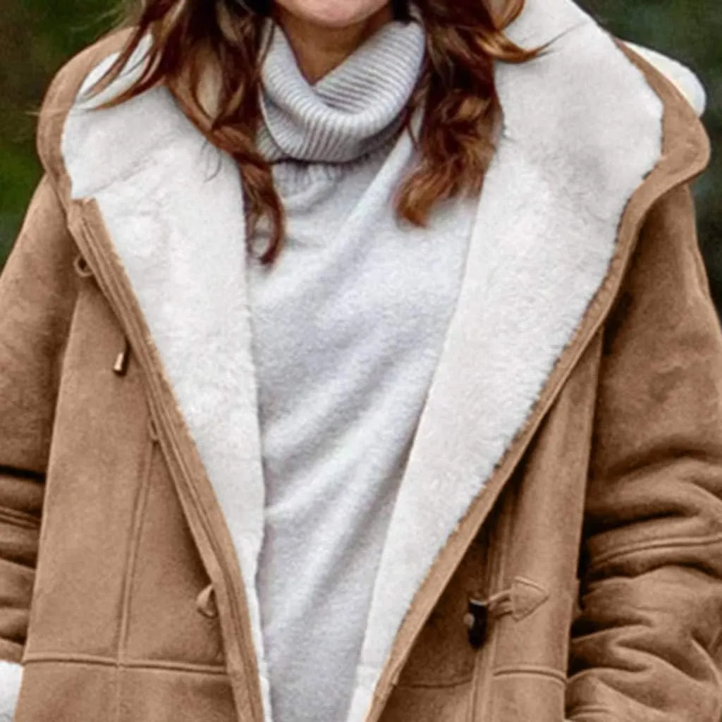SHAOBGE Womens Plus Size Winter Coats Warm Sherpa Fleece Lined Jackets Hooded Parka Faux Suede Pea Coat Outerwear 2024