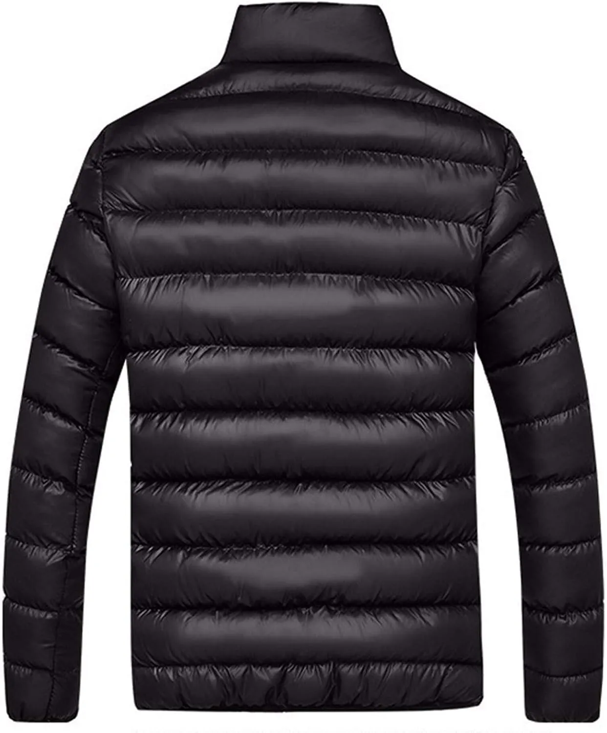 SHOPESSA Men's Winter Coat Casual Mock Neck Zip Up Down Jacket Padded Bomber Jacket Men Relaxed Fit Diamond Quilted Jackets