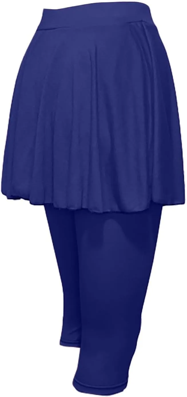 Skirted Leggings for Women High Waist Knee Length Golf Tennis Capri Yoga Pants Pleated Skirt Athletic Running Skorts