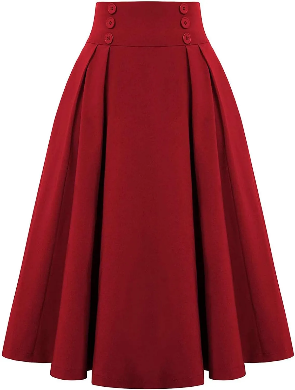 Skirts for Women Midi Length Fashion Pleated Casual High Skirt Waist Vintage Women Skirt Adjustable Pleated Skirt Girl