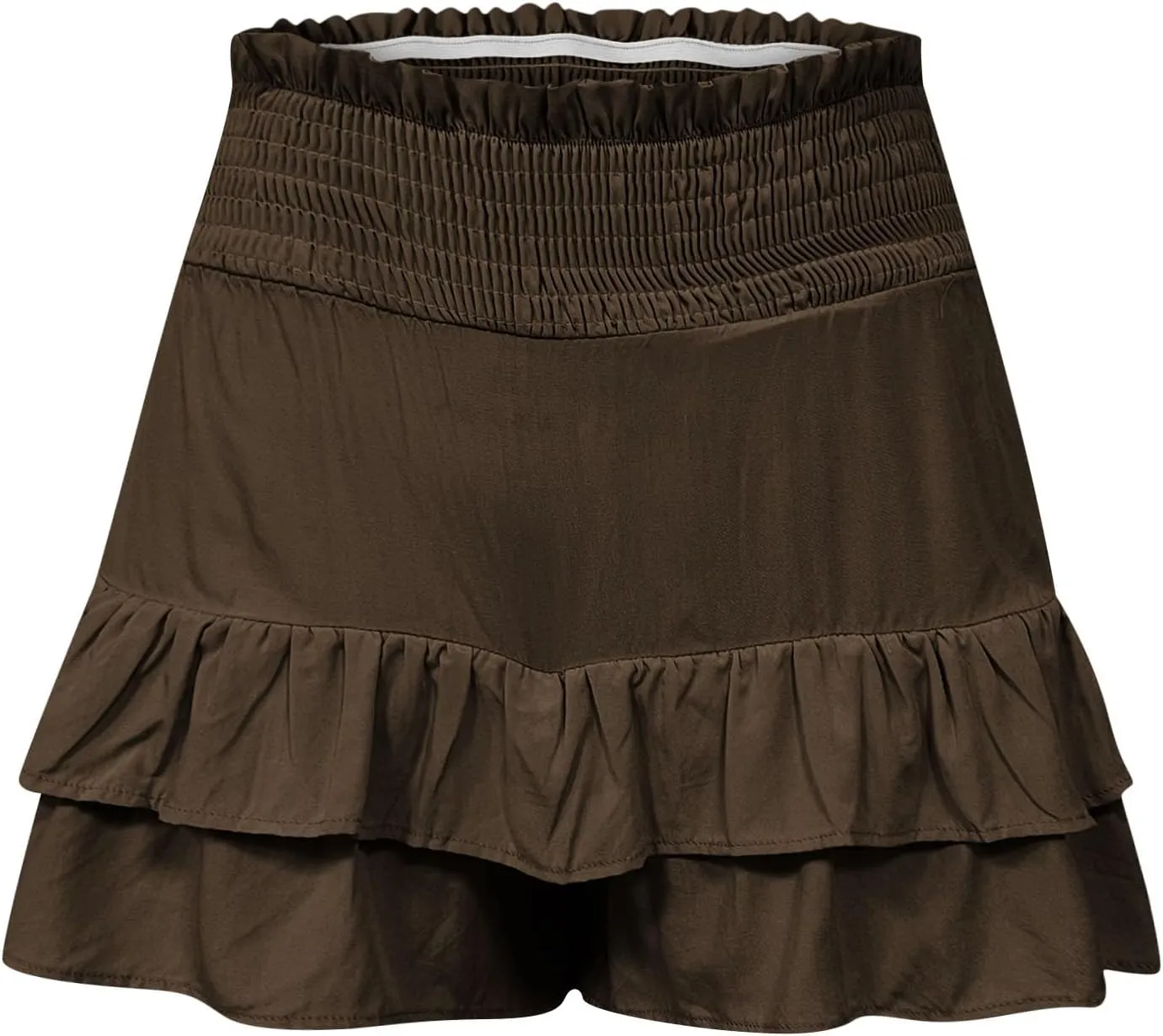 Skorts for Woman Ruched High Waisted Flowy Shorts Boho Ruffle Tiered Mini Skirts 2025 Trendy Casual Summer Outfits