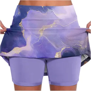 Skorts for Women High Waisted Athletic Tennis Skirt Shorts Lightweight Tummy Control Graphic Print 2025 Yoga Skirts