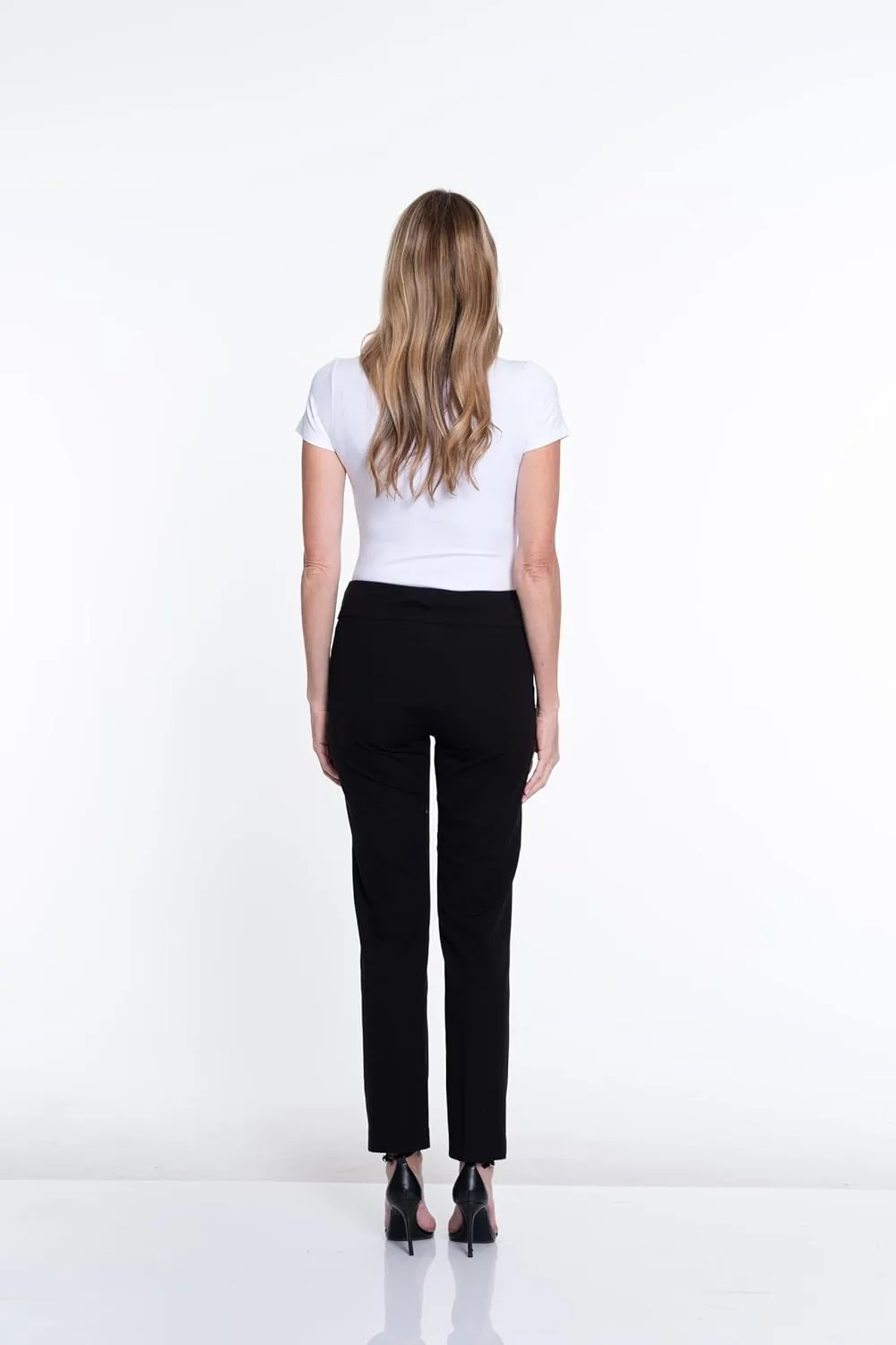 SLIM-SATION Women's Wide Band Pull Over Stove Pipe Leg Pant with Real Front Pockets