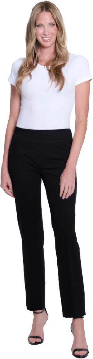 SLIM-SATION Women's Wide Band Pull Over Stove Pipe Leg Pant with Real Front Pockets