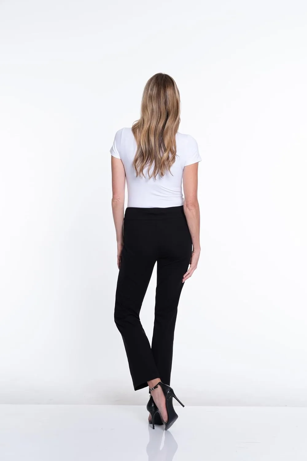 SLIM-SATION Women's Wide Band Pull Over Stove Pipe Leg Pant with Real Front Pockets