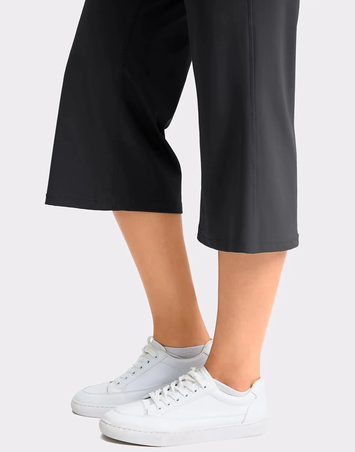 Soothfeel Capri Pants for Women Wide Leg Yoga Pants with Pockets High Waist Casual Dress Crop Pants