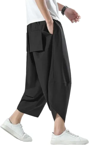 Spring Summer Loose Thin Plus Size Harem Pants Japanese Streetwear Sports Cropped Pants Men