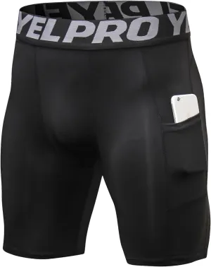 SPVISE Compression Shorts Men Spandex Sports Shorts Workout Running Gym Shorts Cool Dry Athletic Baselayer Underwear Pockets