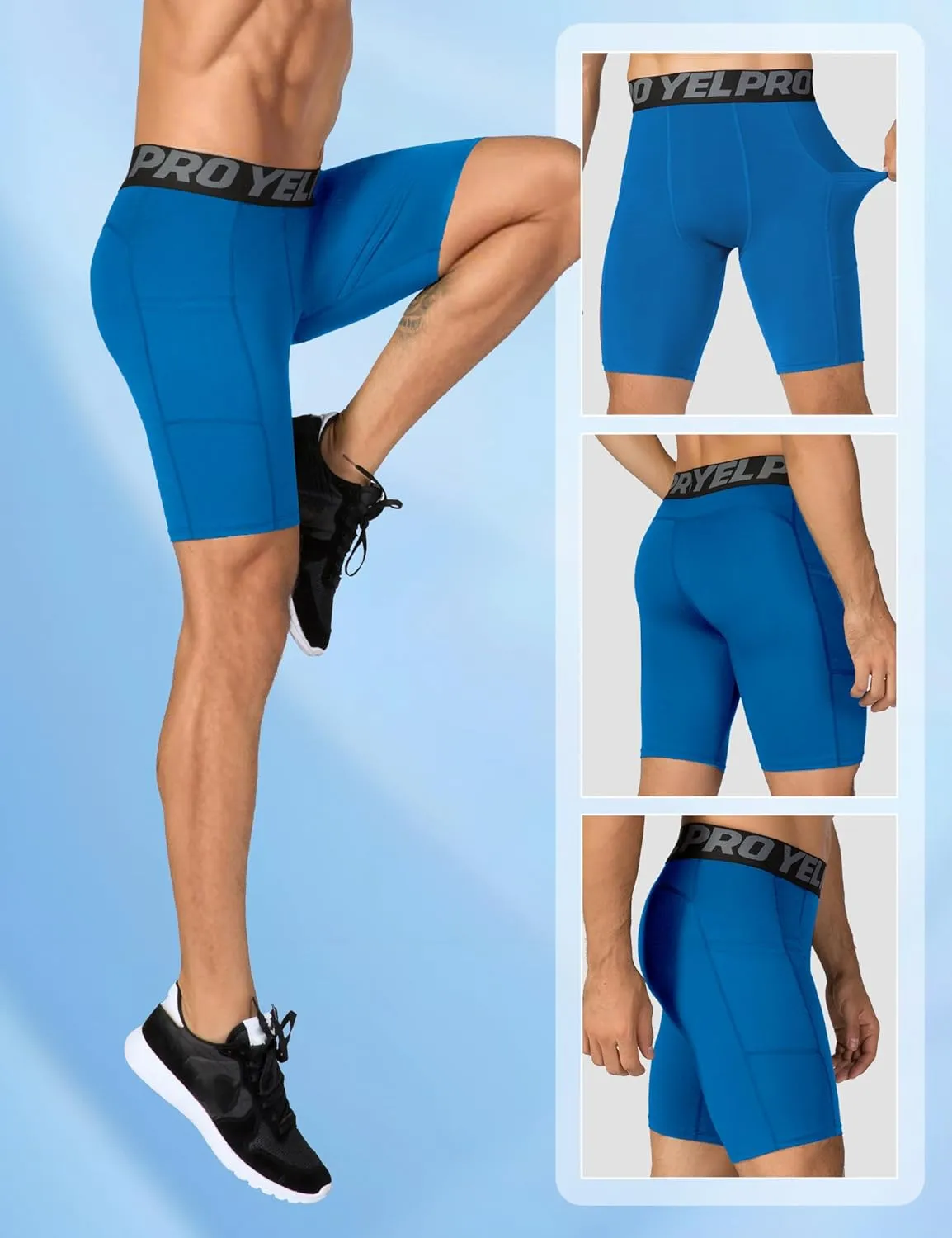 SPVISE Compression Shorts Men Spandex Sports Shorts Workout Running Gym Shorts Cool Dry Athletic Baselayer Underwear Pockets