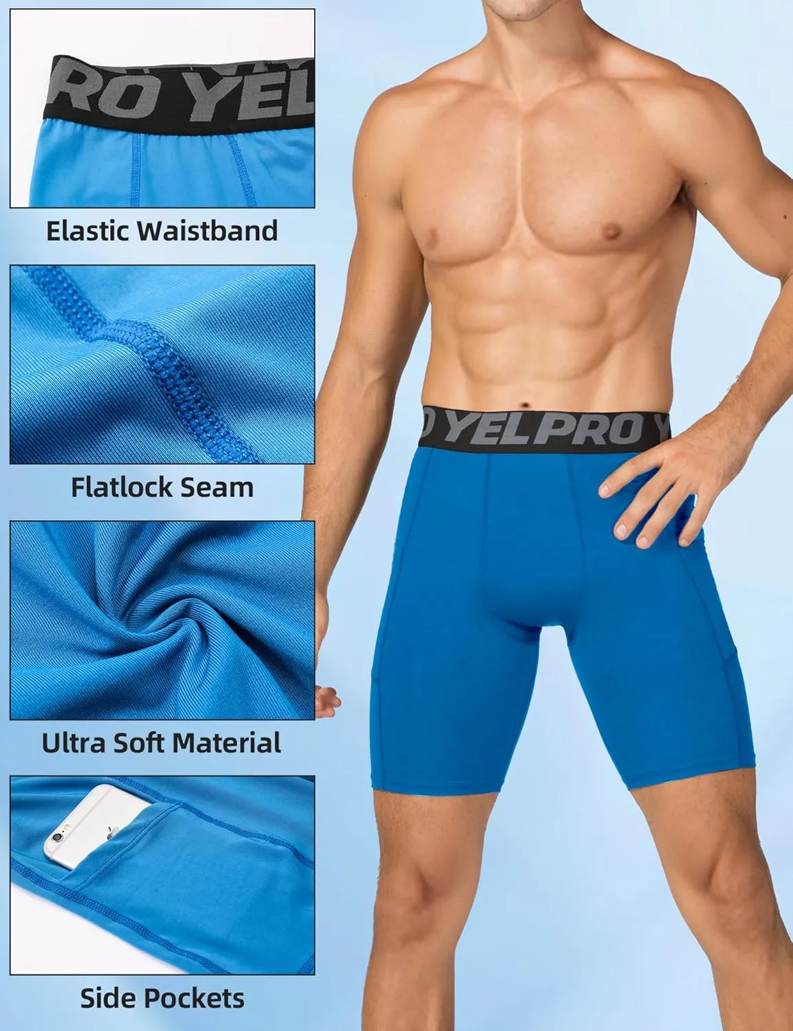 SPVISE Compression Shorts Men Spandex Sports Shorts Workout Running Gym Shorts Cool Dry Athletic Baselayer Underwear Pockets
