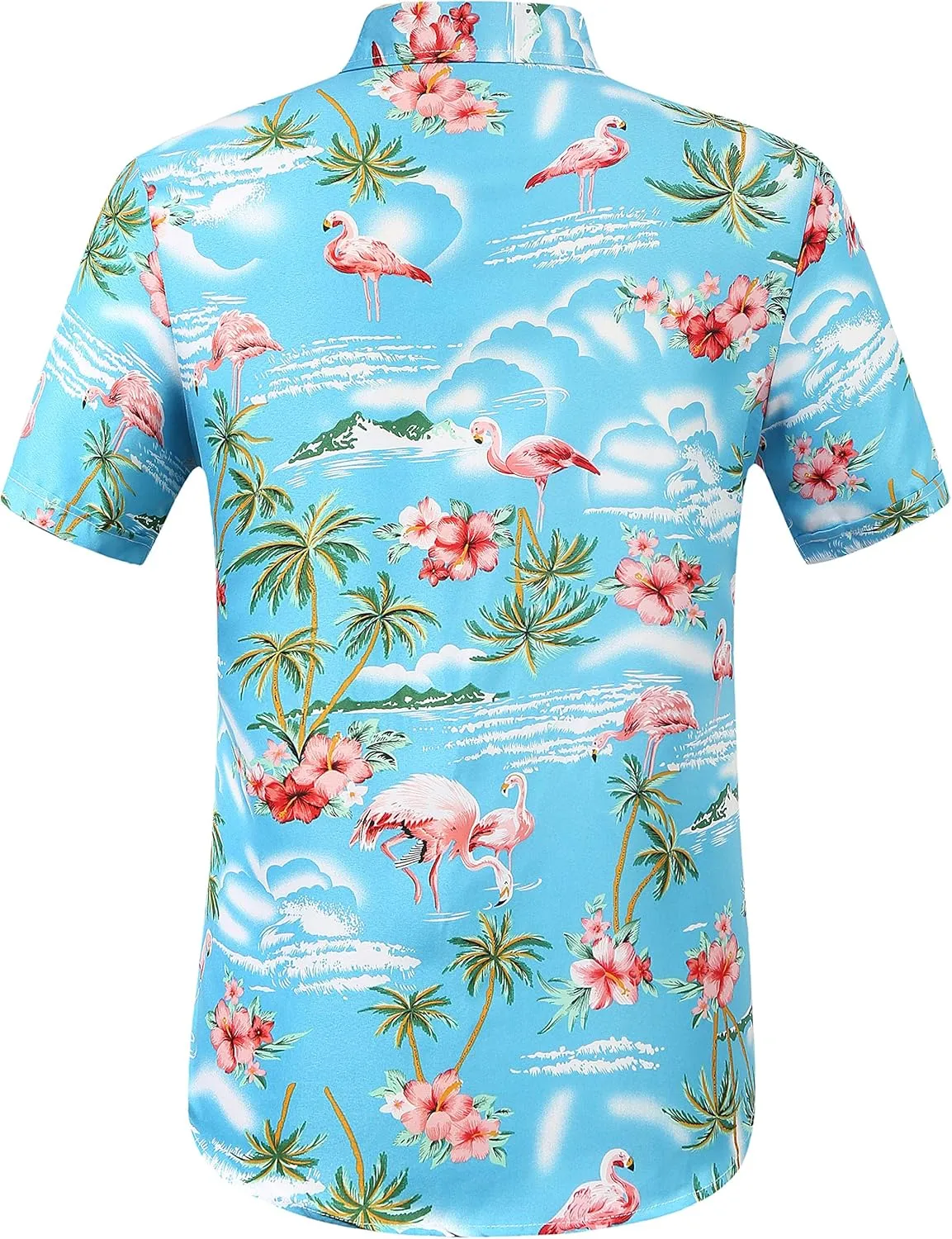 SSLR Pack Hawaiian Shirt for Men Flamingo Short Sleeve Casual Button Down Shirts Summer Beach Shirt