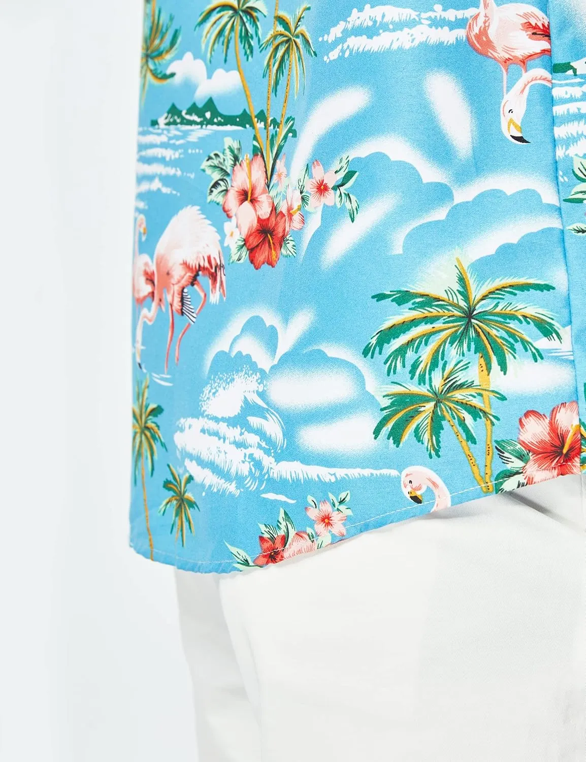SSLR Pack Hawaiian Shirt for Men Flamingo Short Sleeve Casual Button Down Shirts Summer Beach Shirt