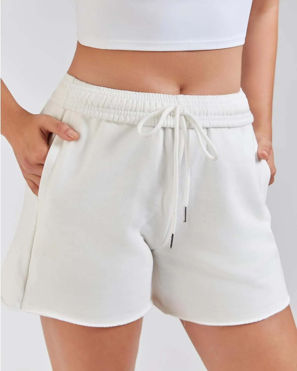 Stelle Women's Sweat Shorts Casual Drawstring Shorts Comfy Cotton High Waisted Workout Lounge Shorts with Pockets