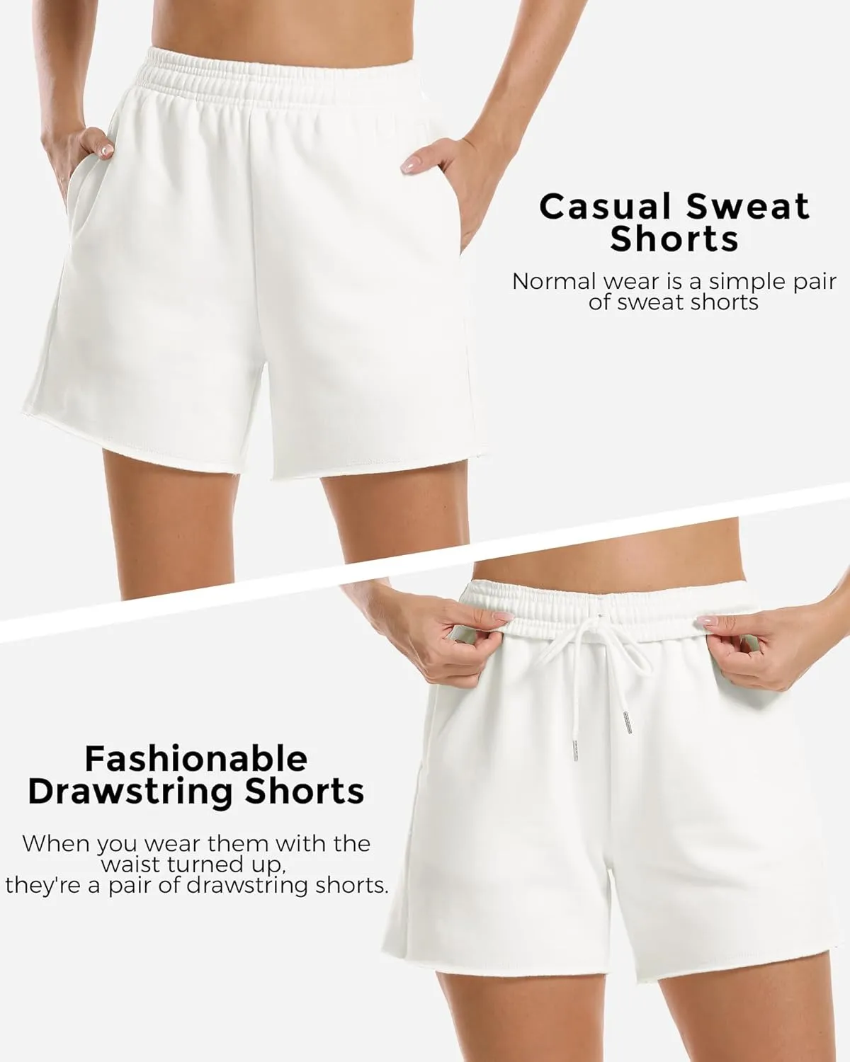 Stelle Women's Sweat Shorts Casual Drawstring Shorts Comfy Cotton High Waisted Workout Lounge Shorts with Pockets
