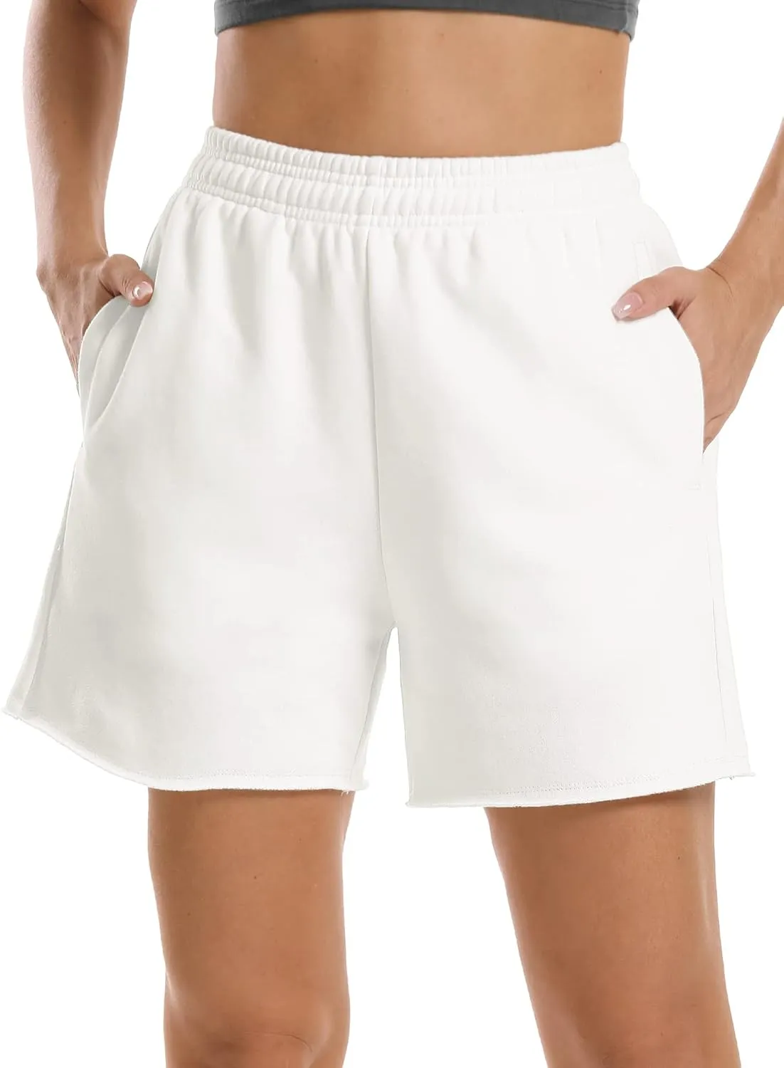 Stelle Women's Sweat Shorts Casual Drawstring Shorts Comfy Cotton High Waisted Workout Lounge Shorts with Pockets