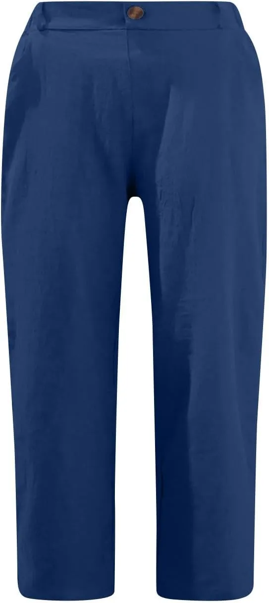 Summer Knee Length Pants for Women Vacation Cropped Trouser Beach Casual Capri Pants Trendy Beachwear Capris Clothes