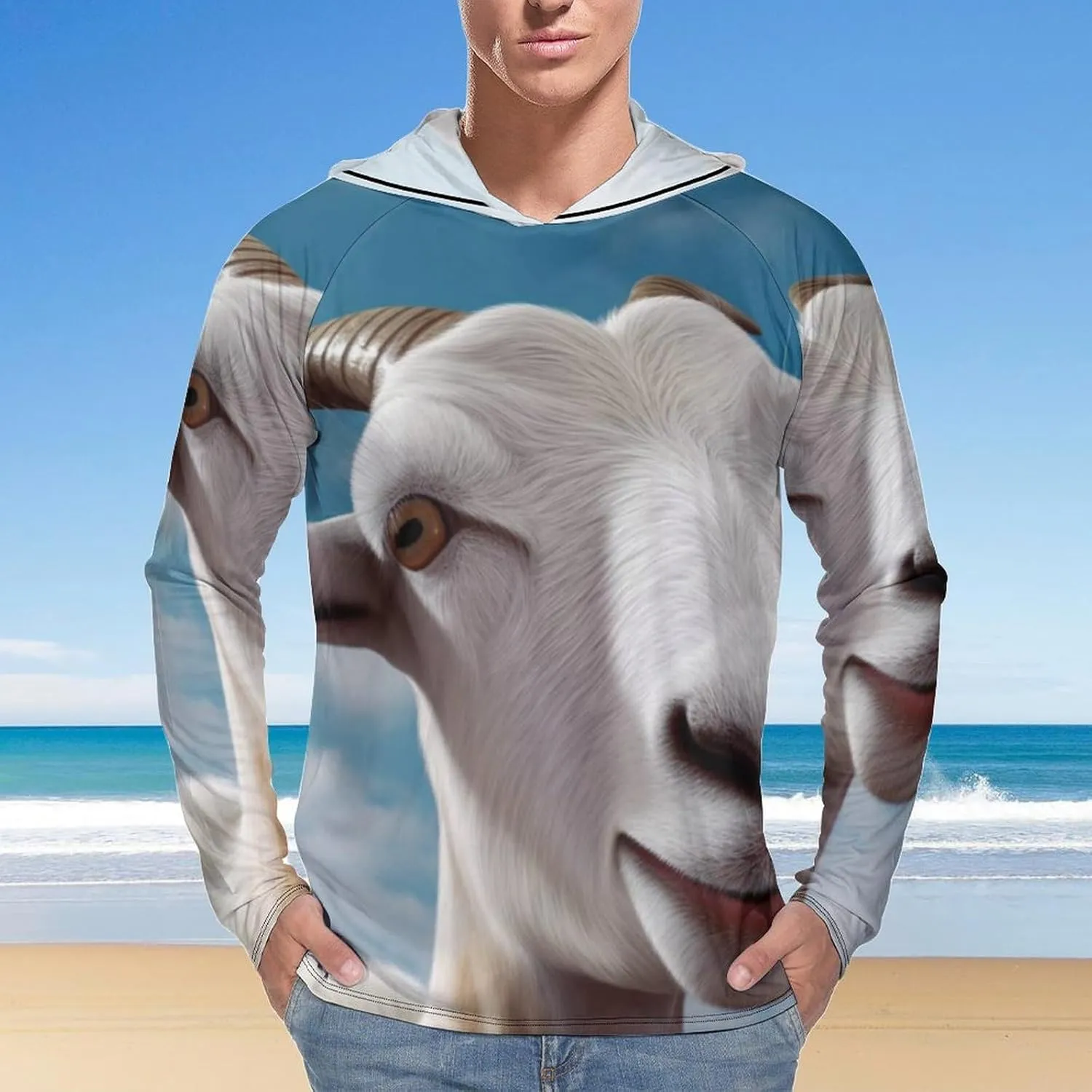 Sun Protection Shirt Long Sleeve Hoodie Goat Lightweight Rash Guard Quick Dry Sun Shirt for Outdoor
