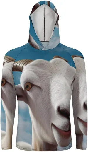 Sun Protection Shirt Long Sleeve Hoodie Goat Lightweight Rash Guard Quick Dry Sun Shirt for Outdoor