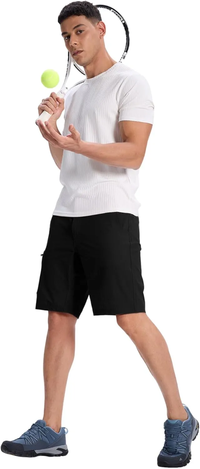 Susclude Men's Casual Shorts Stretch Golf Shorts 10" Quick Dry Summer Fishing Hiking Work Shorts with 6 Pockets