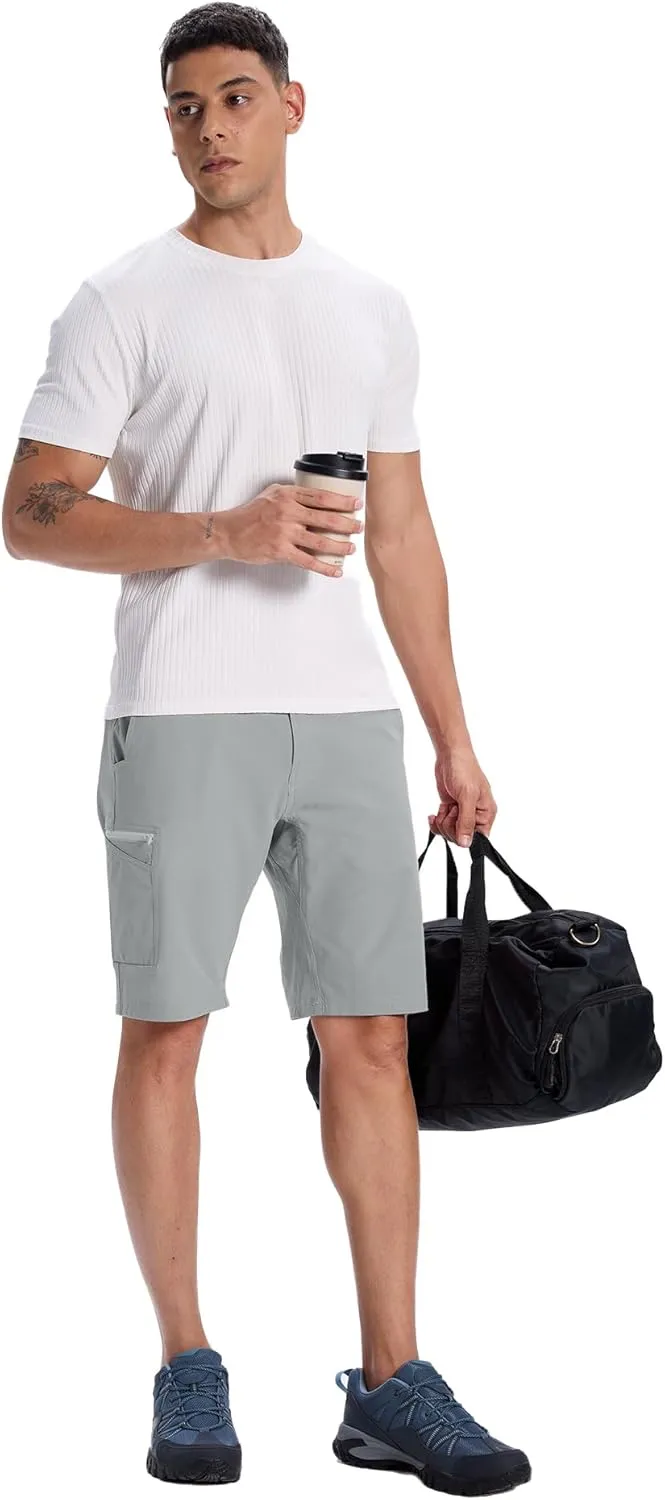 Susclude Men's Casual Shorts Stretch Golf Shorts 10" Quick Dry Summer Fishing Hiking Work Shorts with 6 Pockets